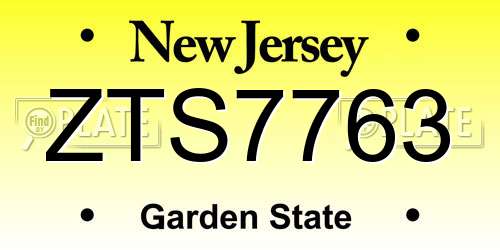 ZTS7763 New Jersey License Plate