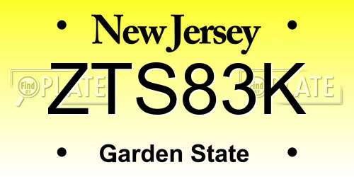 ZTS83K New Jersey License Plate
