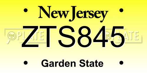 ZTS845 New Jersey License Plate