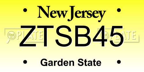 ZTSB45 New Jersey License Plate