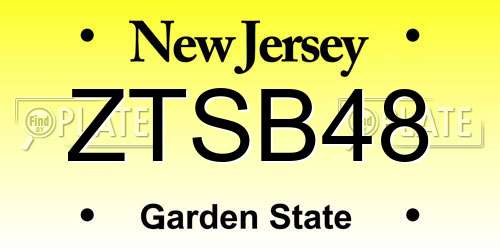 ZTSB48 New Jersey License Plate