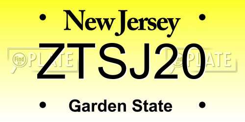 ZTSJ20 New Jersey License Plate