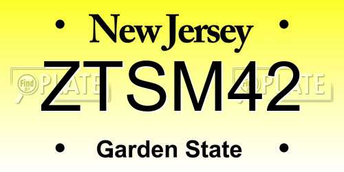 ZTSM42 New Jersey License Plate