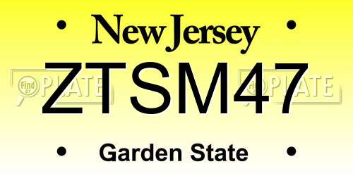 ZTSM47 New Jersey License Plate