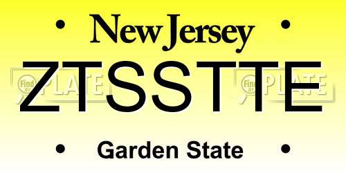 ZTSSTTE New Jersey License Plate