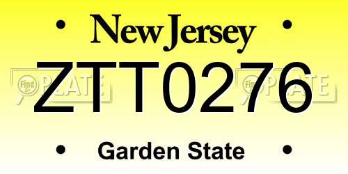 ZTT0276 New Jersey License Plate