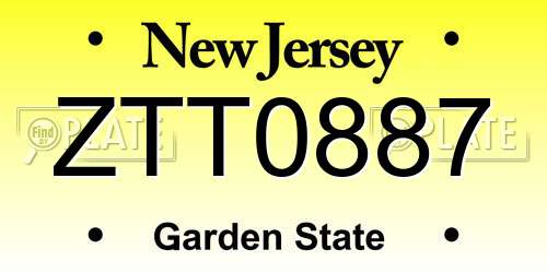 ZTT0887 New Jersey License Plate