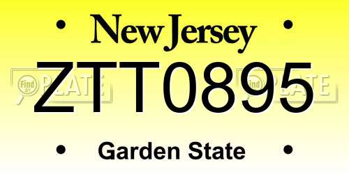 ZTT0895 New Jersey License Plate