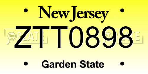 ZTT0898 New Jersey License Plate