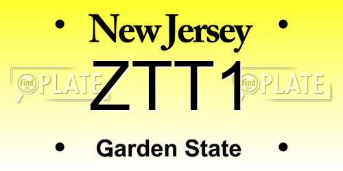 ZTT1 New Jersey License Plate