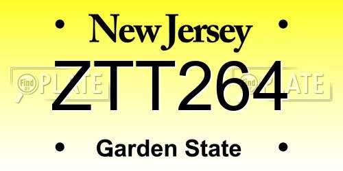 ZTT264 New Jersey License Plate
