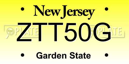 ZTT50G New Jersey License Plate