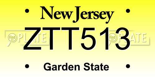 ZTT513 New Jersey License Plate