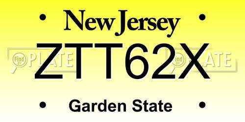ZTT62X New Jersey License Plate