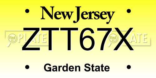 ZTT67X New Jersey License Plate