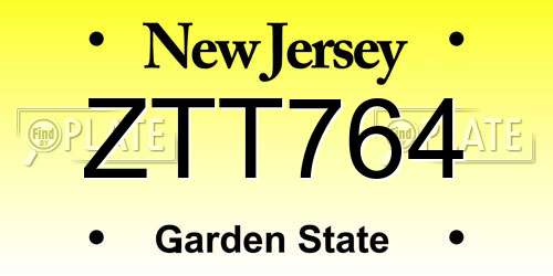 ZTT764 New Jersey License Plate