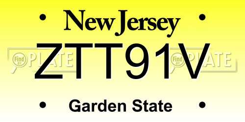ZTT91V New Jersey License Plate