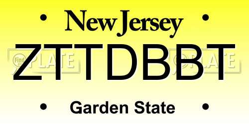 ZTTDBBT New Jersey License Plate