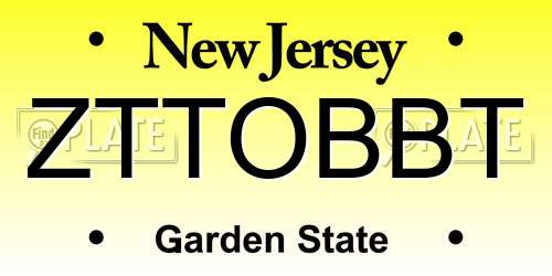 ZTTOBBT New Jersey License Plate