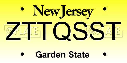 ZTTQSST New Jersey License Plate