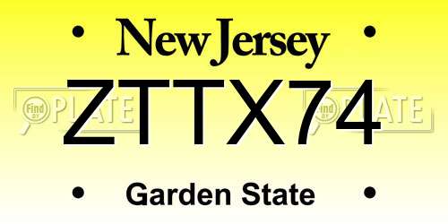 ZTTX74 New Jersey License Plate