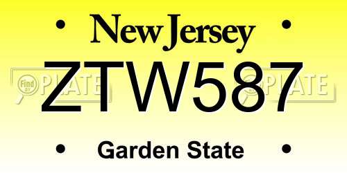 ZTW587 New Jersey License Plate