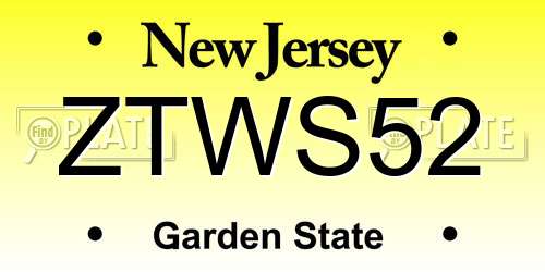 ZTWS52 New Jersey License Plate