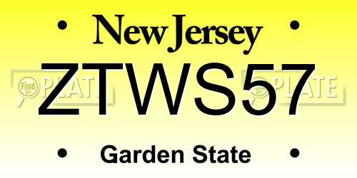 ZTWS57 New Jersey License Plate