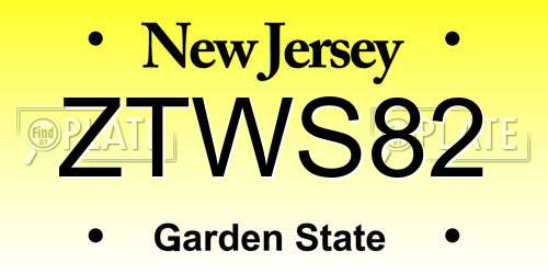 ZTWS82 New Jersey License Plate