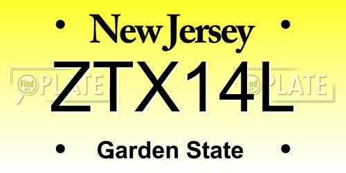 ZTX14L New Jersey License Plate