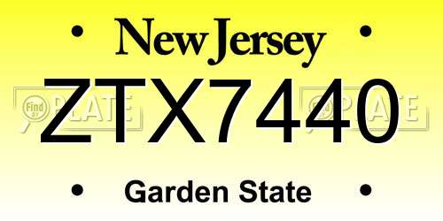 ZTX7440 New Jersey License Plate