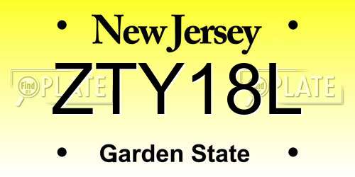 ZTY18L New Jersey License Plate