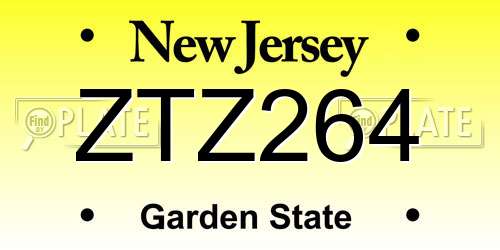 ZTZ264 New Jersey License Plate