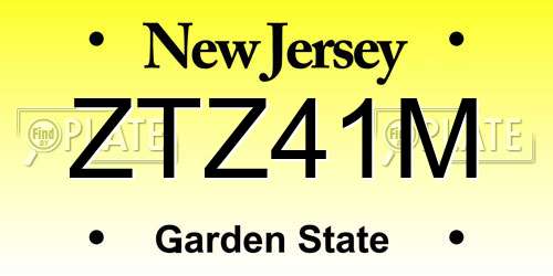 ZTZ41M New Jersey License Plate