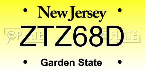 ZTZ68D New Jersey License Plate