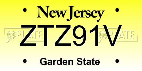 ZTZ91V New Jersey License Plate