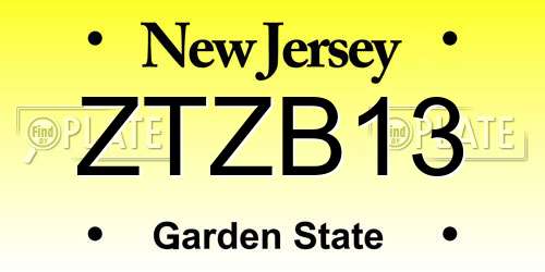 ZTZB13 New Jersey License Plate
