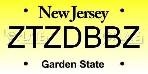 ZTZDBBZ New Jersey License Plate