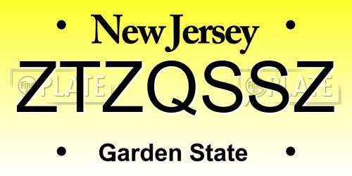 ZTZQSSZ New Jersey License Plate