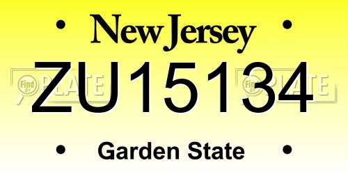 ZU15134 New Jersey License Plate