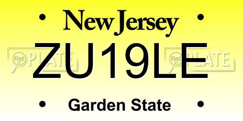 ZU19LE New Jersey License Plate