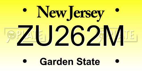 ZU262M New Jersey License Plate