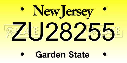 ZU28255 New Jersey License Plate