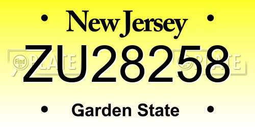 ZU28258 New Jersey License Plate