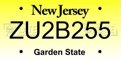 ZU2B255 New Jersey License Plate