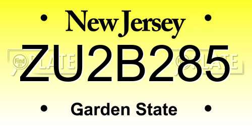 ZU2B285 New Jersey License Plate
