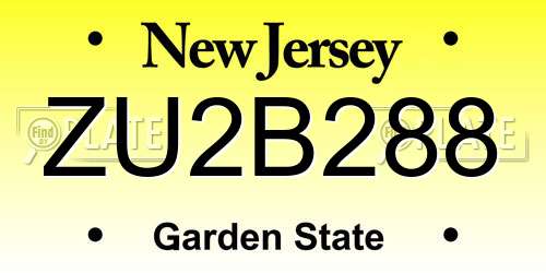 ZU2B288 New Jersey License Plate