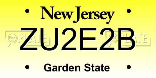 ZU2E2B New Jersey License Plate