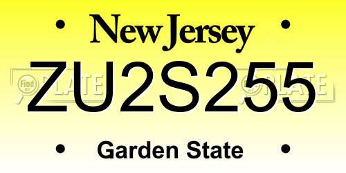 ZU2S255 New Jersey License Plate