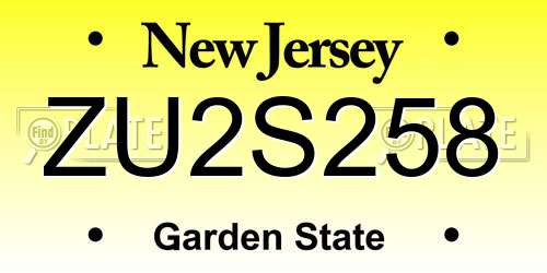 ZU2S258 New Jersey License Plate